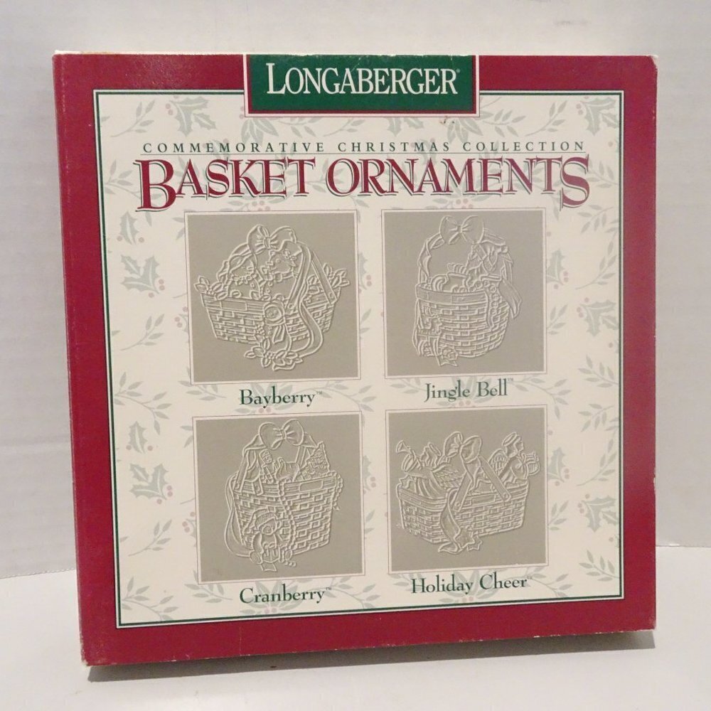 Longaberger 1997 Basket PEWTER ornament set of 4 new old stock Bayberry Cranber